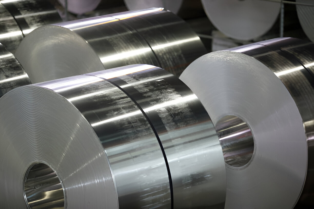 aluminum foil rolls in pharmaceutical manufacturing plant